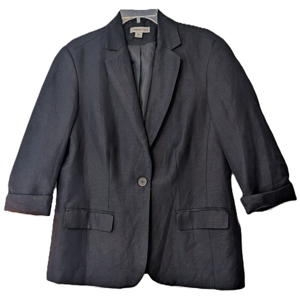 Coldwater Creek Black Linen Blazer Size 16